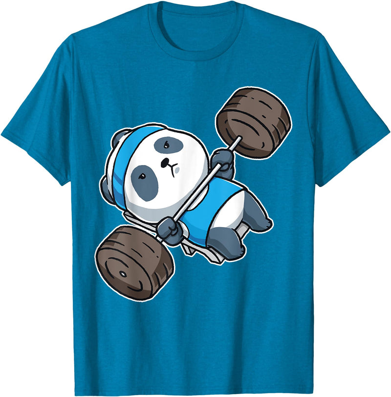 BCC Funny Panda Shirts & Panda Bear Gifts Panda Bear Gym Workout Training Bench Press Weight Lifting T-Shirt - Sapphire Blue