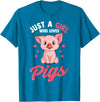 Cute Pig Co. Just A Girl Who Loves Pigs Hog Lover Cute Farmer T-Shirt - Sapphire Blue
