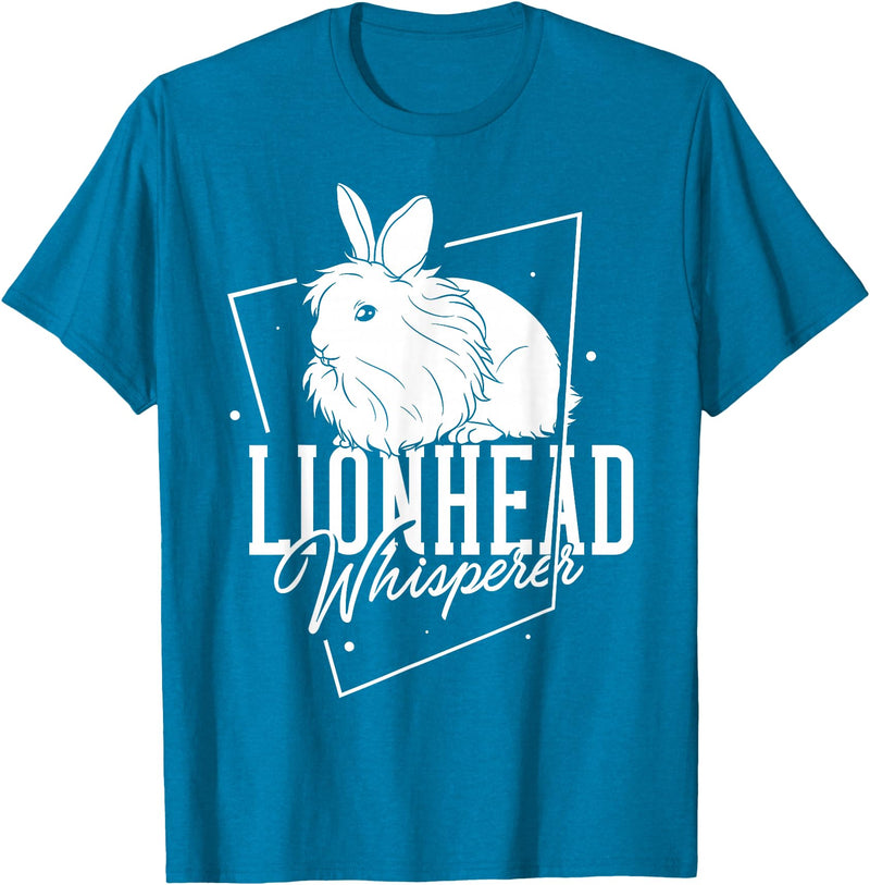 Lionhead Rabbit Gift Bunny Funny T-Shirt in Sapphire Blue
