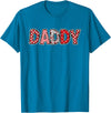 Retro Christmas Valentine Matching Family Tees Hearts Buffalo Plaid Dad Daddy Valentines Day T-Shirt - Sapphire Blue