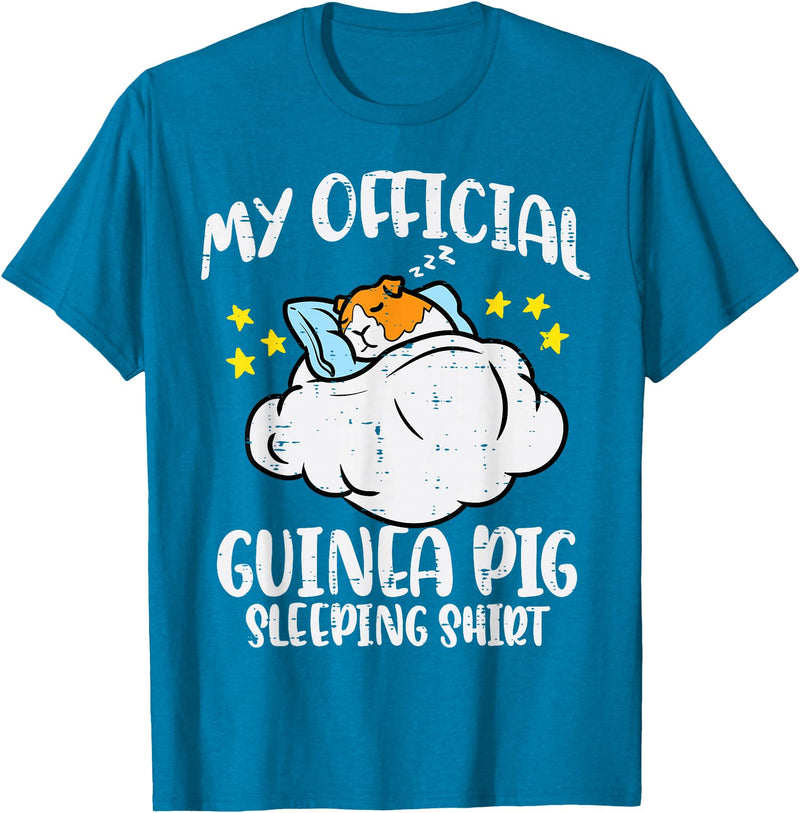 Guinea Pig Shirts For Men Women Kids Gift My Official Guinea Pig Sleeping Shirt Cavy Women Kids Men T-Shirt - Sapphire Blue