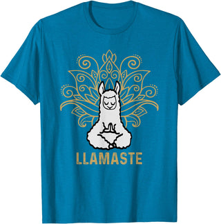 Lama Llamaste Family Summer Sport Yoga Gift Tees Llamaste Yoga Gift For Men Women Kids Lover Llama Yoga T-Shirt - Sapphire Blue