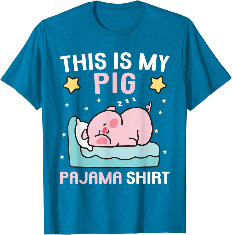 Family Matching Pajamas Men Women Boys Girls Kids Cute PJ Teen Boys PJs Girls PJs Funny This is My Pig Pajama T-Shirt - Sapphire Blue