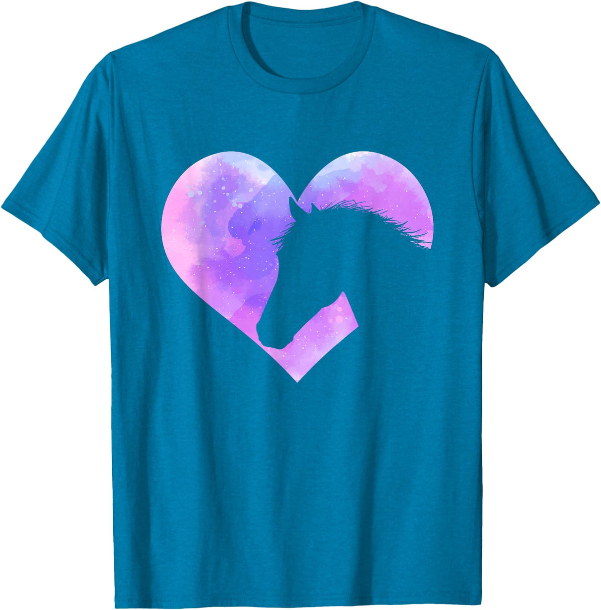 Funny Horse Shirts Horse Head Heart Shaped Design - Horseman Horseback Rider T-Shirt - Sapphire Blue