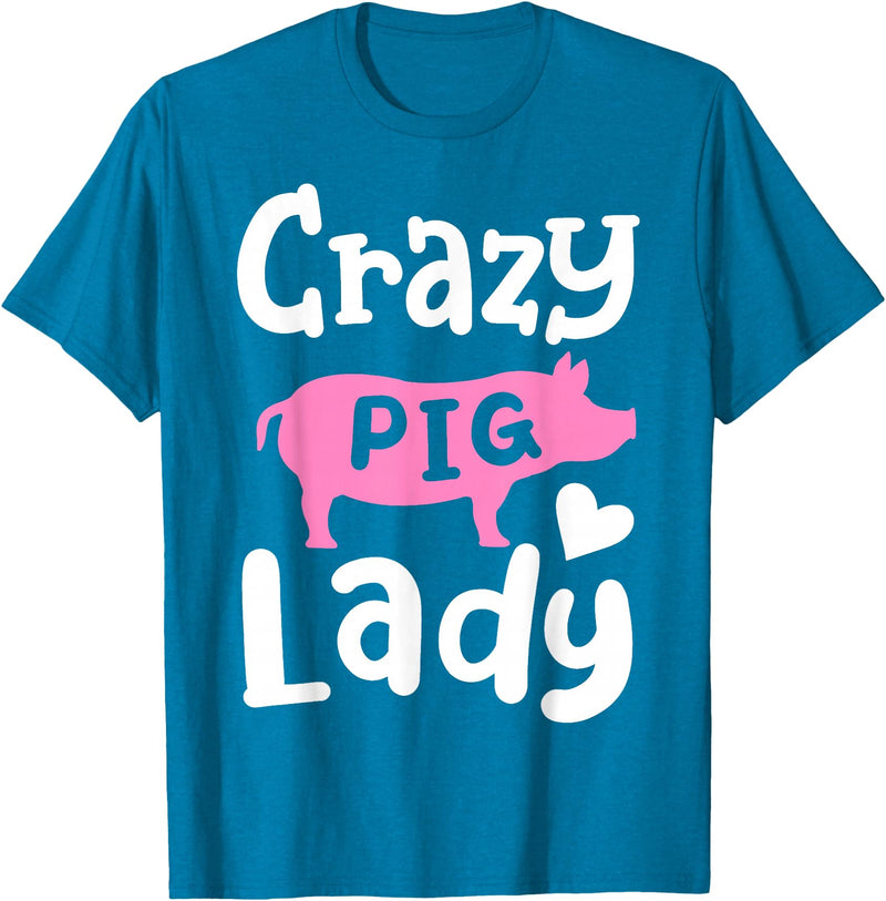 Pig Farm Store Co. Pig Crazy Pig Lady T-Shirt - Sapphire Blue