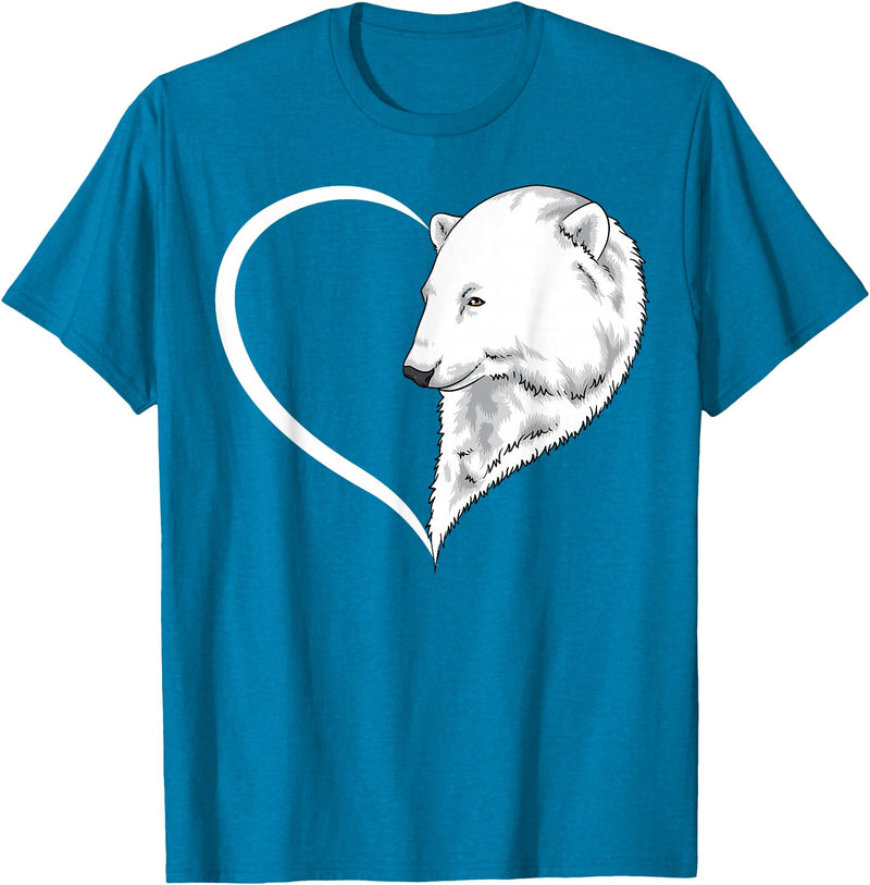 Polar bear Shirt & Tees Co Polar bear Shirts For Women Girls Kids Heart Cute Polar bear T-Shirt - Sapphire Blue