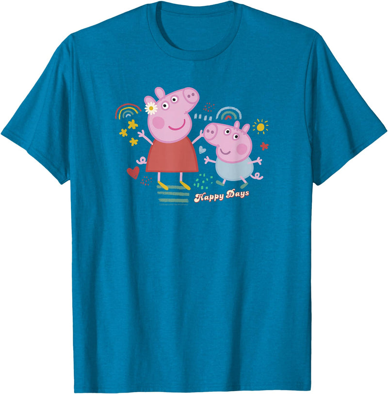 Peppa Pig Unisex-Kids Blue Cartoon T-Shirt, Small - Sapphire Blue
