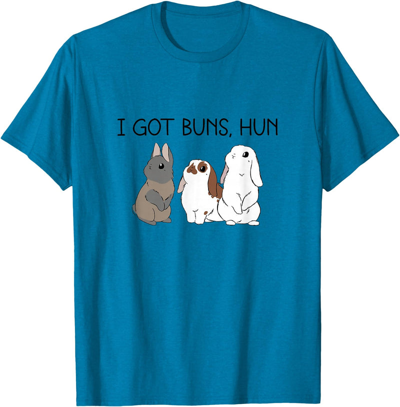 I Got Buns Hun Bunny Mom Cute Rabbit Lover Rabbit Mama T-Shirt in Sapphire Blue