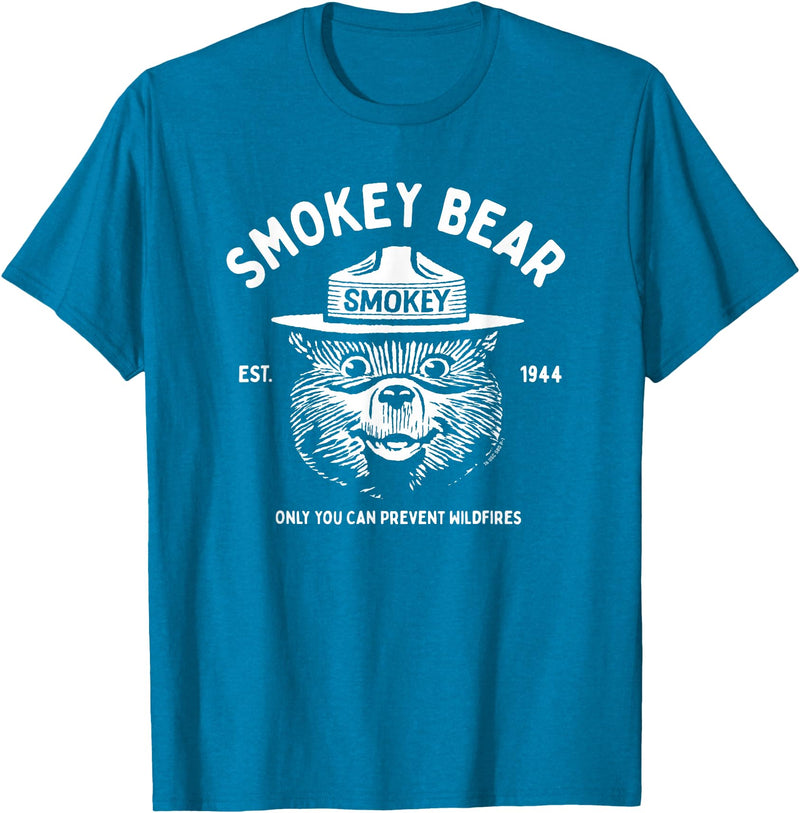 Giant Step Design Co. Vintage Smokey Bear Logo Only You Can Prevent Wildfires T-Shirt - Sapphire Blue