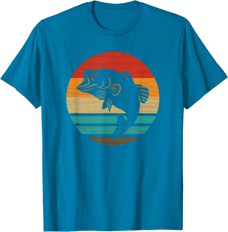 Fishing Accessories & Clothing Gifts Women Men Fish Retro Style Vintage T-Shirt - Sapphire Blue