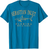 Sebastian Inlet Florida Fishing Souvenir Gifts Sebastian Inlet Florida Shark Retro Orange Art Fishing T-Shirt - Sapphire Blue