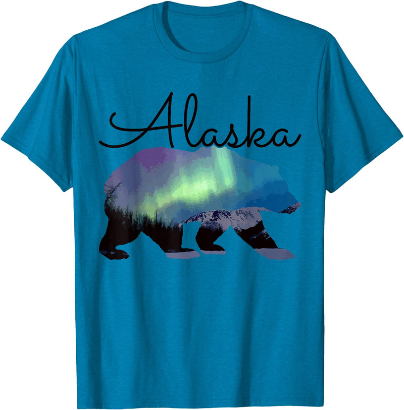 We Love Alaska Alaska Grizzly Bear USA Souvenir T-Shirt - Sapphire Blue
