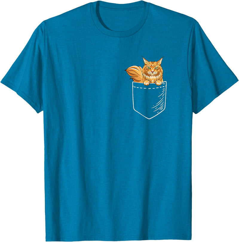 Cute Maine Coon Cat Mom Gifts T Shirts & Hoodies Funny Mens Womens Pocket Orange Maine Coon Cat Lover Owner T-Shirt -