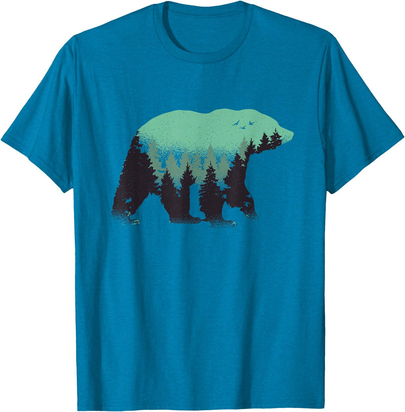 Grizzly Bear - Outdoor Apparel Bear Forest Nature Grizzly Hiking Outdoor Hunting Gift T-Shirt - Sapphire Blue