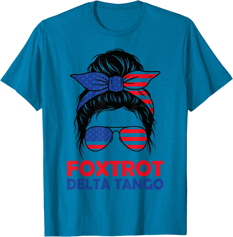 Messy Bun Bear Foxtrots Deltas Tangos Funny Tees Messy Bun Foxtrots Deltas Tangos Bear Foxtrots Deltas Tango T-Shirt - Sapphire Blue