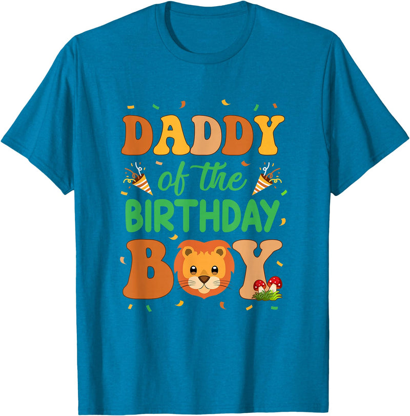 Dad Birthday Boy Family Matching Lion Daddy Of The Birthday Boy Lion Family Party Decorations T-Shirt - Sapphire Blue