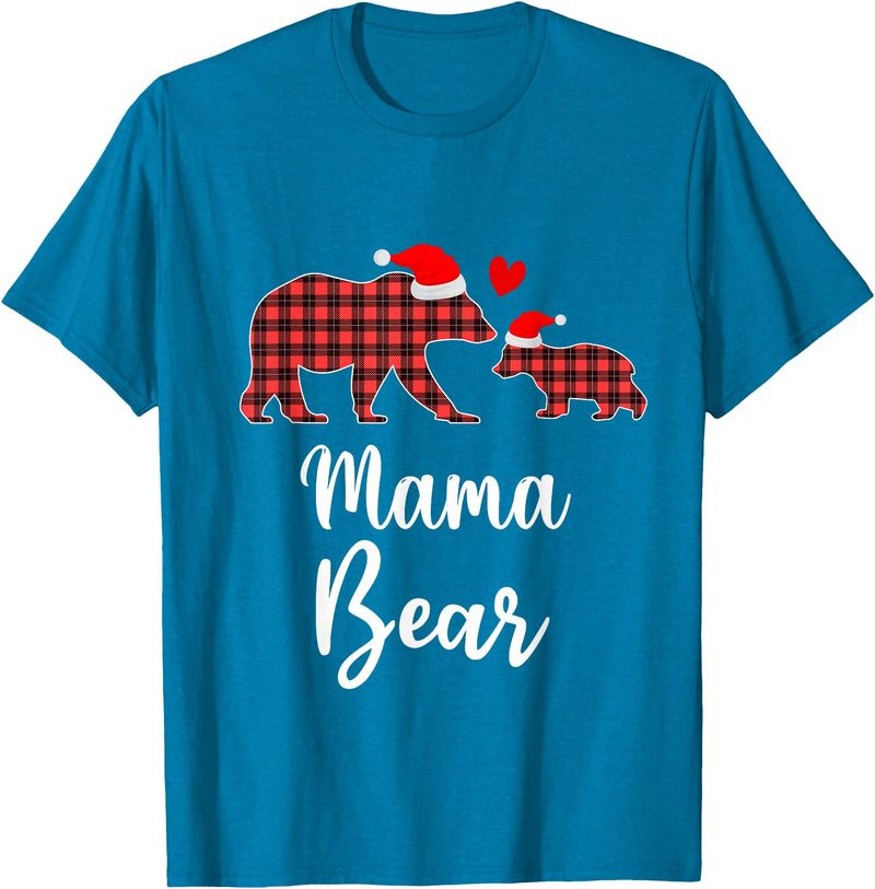 Cute Xmas Gifts Tartan Bear Cub Matching Costumes Mama Bear Buffalo Red Plaid Christmas Pajama Family Outfits T-Shirt -