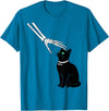 Cat and Skeleton Funny Spooky Skeleton Pet Cat Funny Spooky Halloween T-Shirt - Sapphire Blue