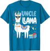 Family Matching Llama Birthday Party Supplies Uncle Llama Uncle Of The Birthday Boy Girl Llama Birthday T-Shirt - Sapphire Blue