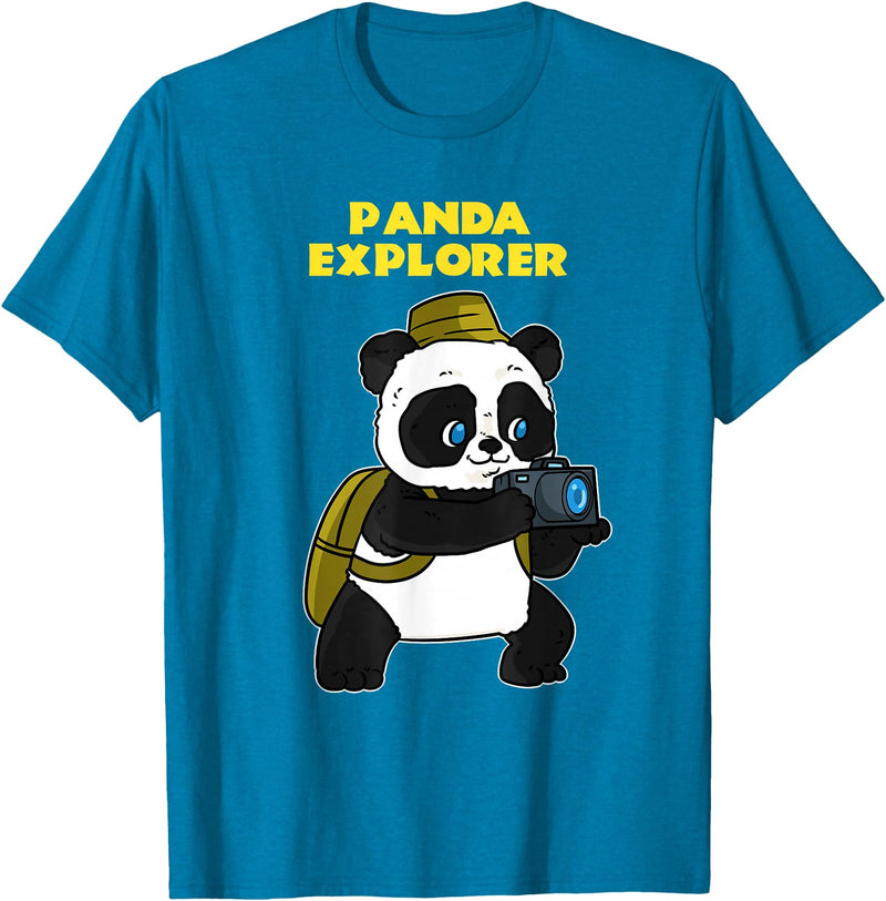 Panda Bear Lovers Clothing Panda Explorer T-Shirt - Sapphire Blue