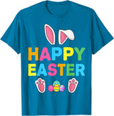 Happy Easter Bunny Rabbit Face Funny Easter Day Women Girls T-Shirt in Sapphire Blue