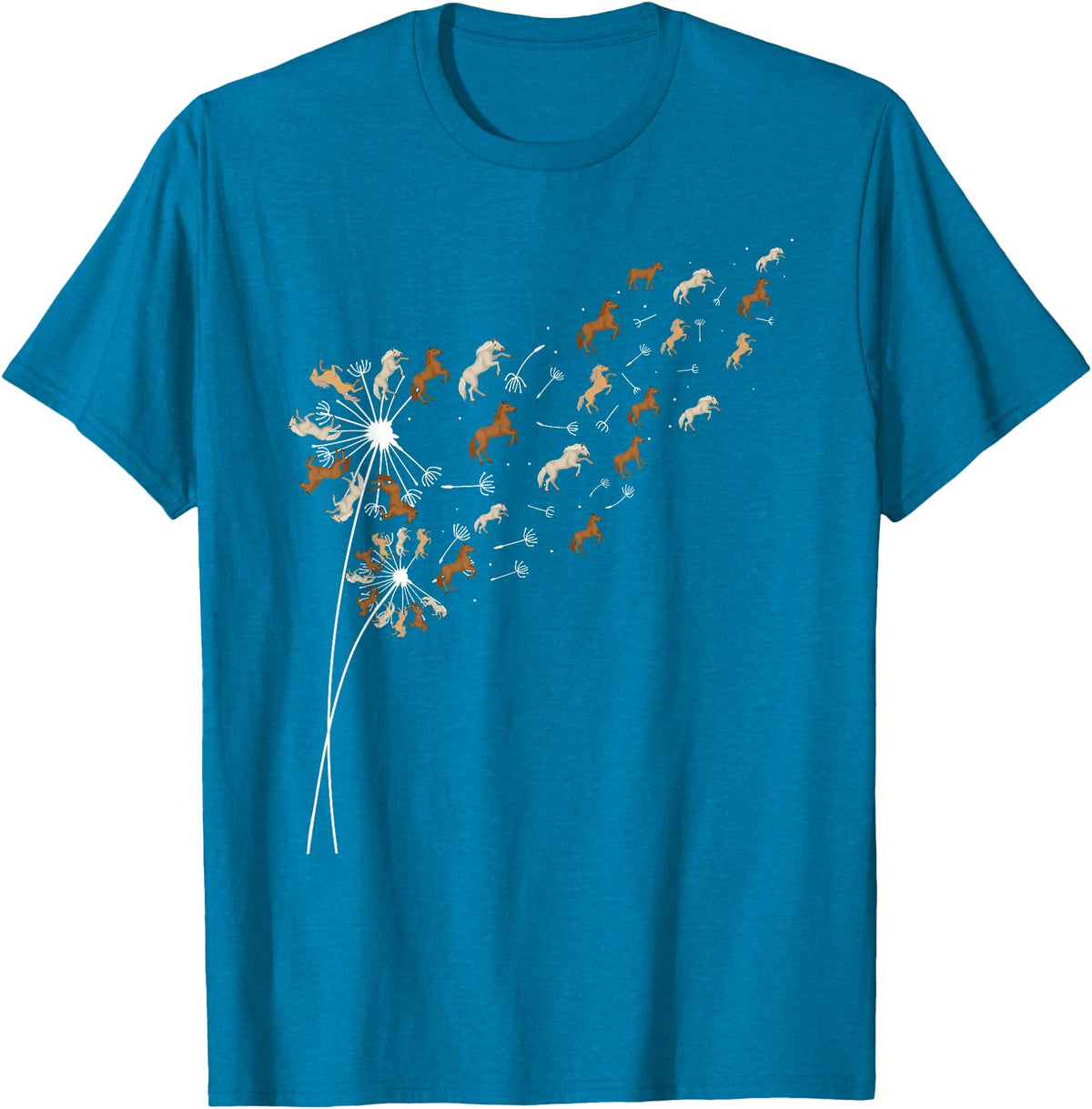Funny Horse Shirts Dandelion Horses - Horse Lovers Rider T-Shirt - Sapphire Blue