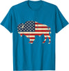 Bison American Buffalo Patriotic Heritage Lr Vintage Buffalo American Flag USA Bison Lover Wildlife T-Shirt - Sapphire Blue