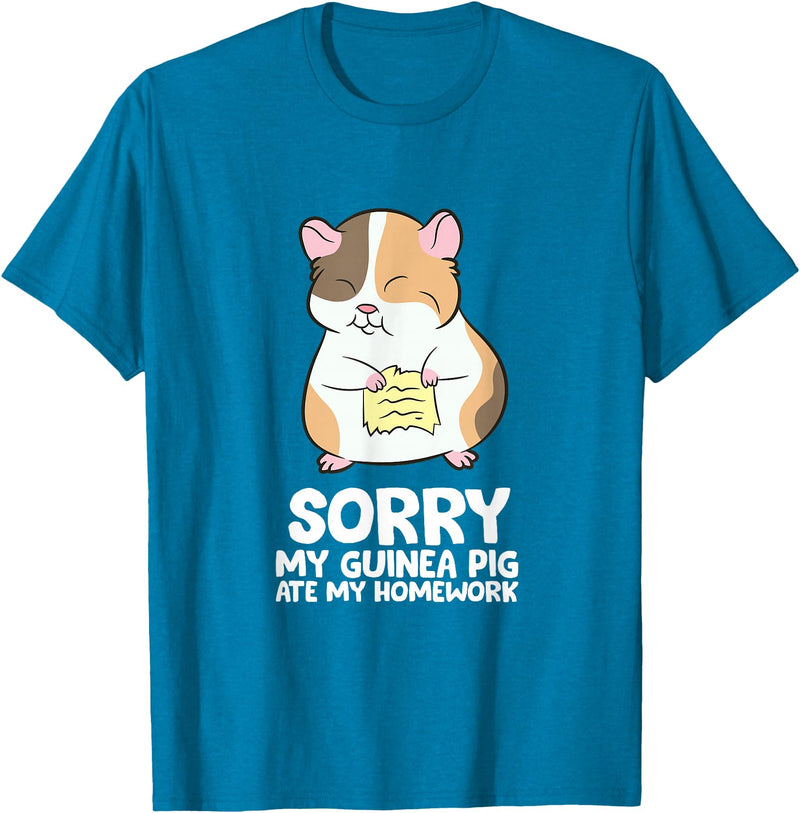 Cute Guinea Pig Tees And Gifts Sorry My Guinea Pig Ate My Homework Guinea Pig School T-Shirt - Sapphire Blue