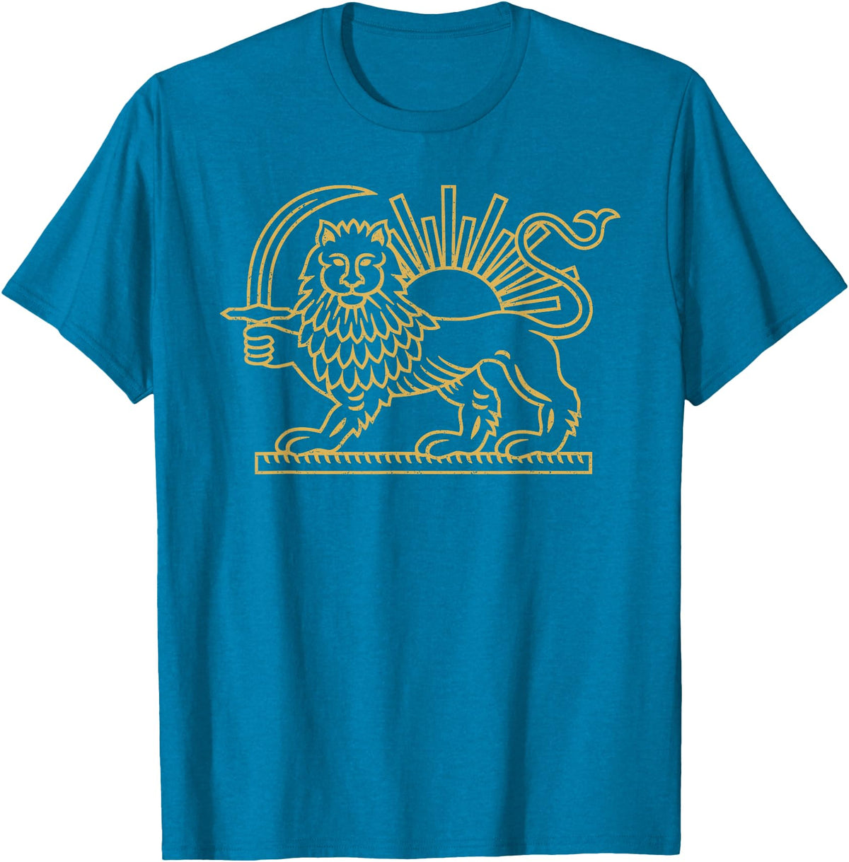 PERSIAN SYMBOLISM Persian Iran Lion and Sun Symbol T-Shirt - Sapphire Blue
