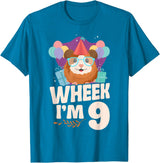 Cute Guinea Pig Lover HD0 Guinea Pig 9th Birthday Wheek I'm 9 T-Shirt - Sapphire Blue