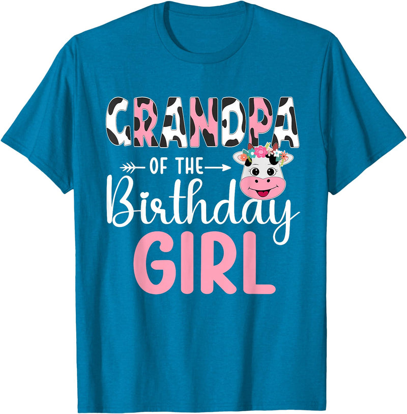 Cow Birthday Shirt For Family Men Women Cow Lover Grandpa Of The Birthday Girl Farm Cow 1 St Birthday Girl T-Shirt -