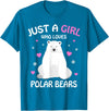 Funny Polar Bear Lover Apparel & Gift Ideas Just A Girl Who Loves Polar Bears Girls Polar Bear Gift T-Shirt - Sapphire Blue