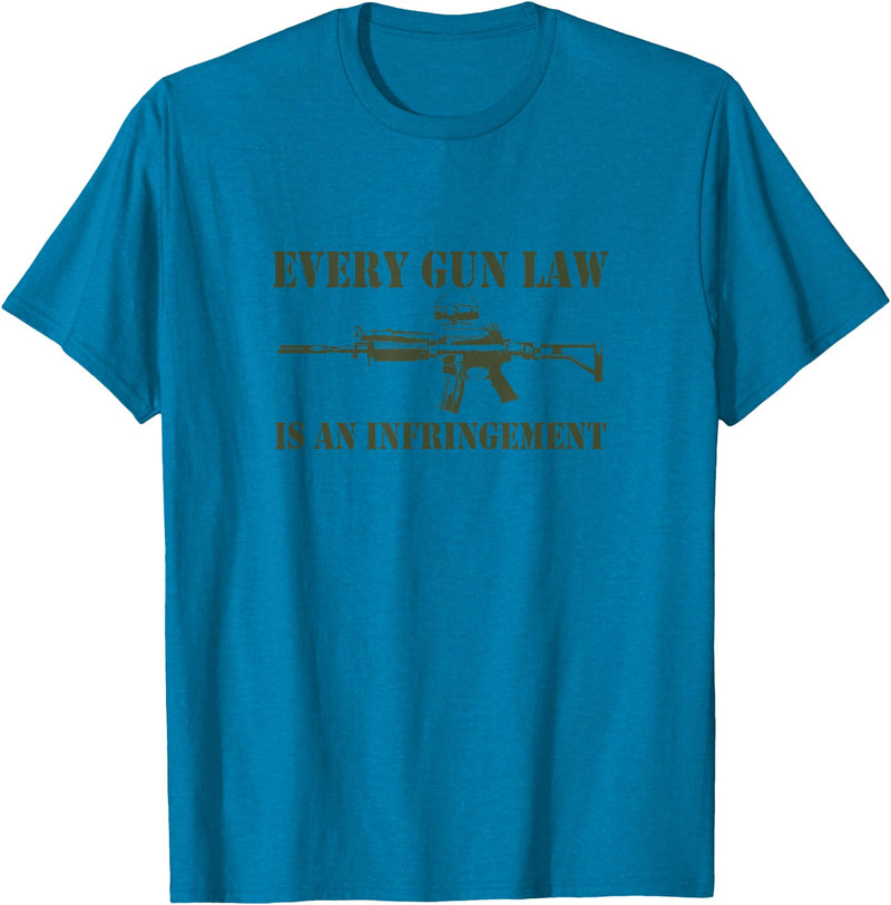 Tronic Tees M4A1 Every Gun Law Is An Infringement 2nd Amendment T-Shirt - Sapphire Blue