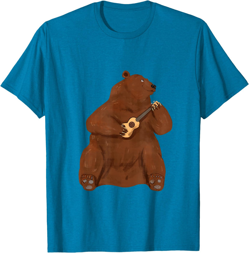 Ukulele Gifts & Accessories Grizzly Brown Bear Ukulele Guitar - Guitarist Uke T-Shirt - Sapphire Blue