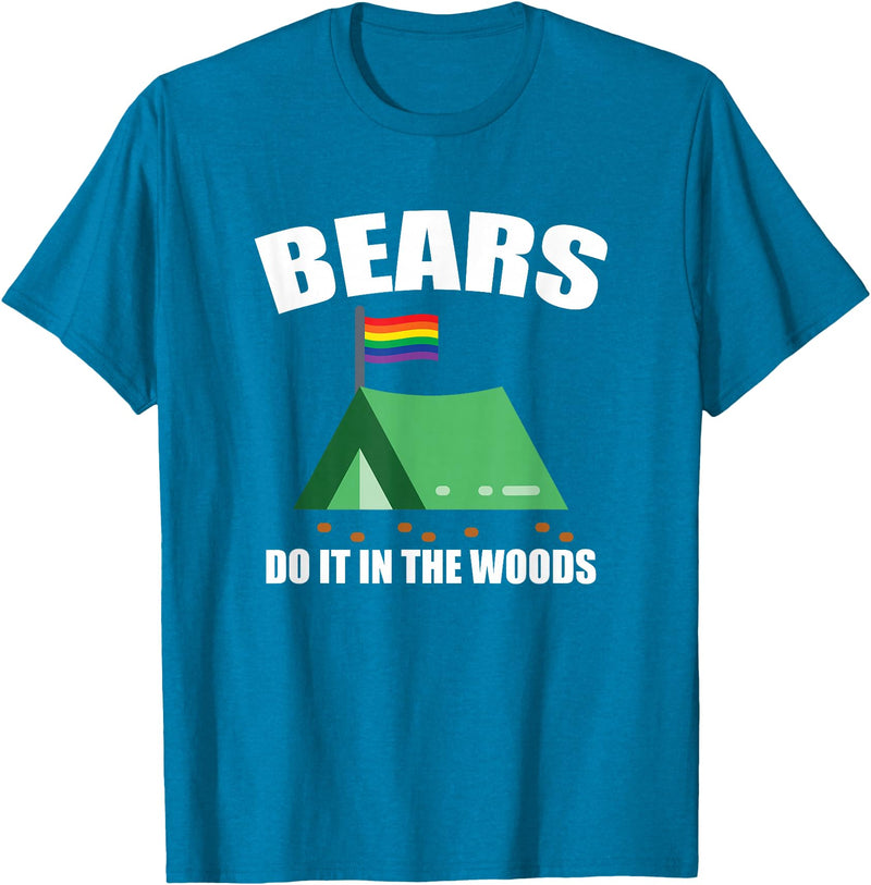 Gay Camping Bears LGBT Funny Gay Camping LGBT Pride Bears T-Shirt - Sapphire Blue
