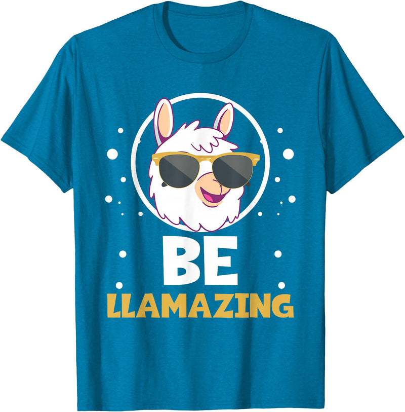 LLama Squad Shirts and Gifts Cute Amazing Llama Pun Be Llamazing Llama Lover T-Shirt - Sapphire Blue