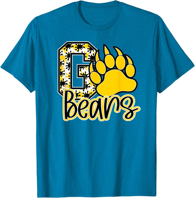 BEARS SPIRIT TEES CO School Spirit Go Bears Mascot Womens Youth Girls Kids T-Shirt - Sapphire Blue