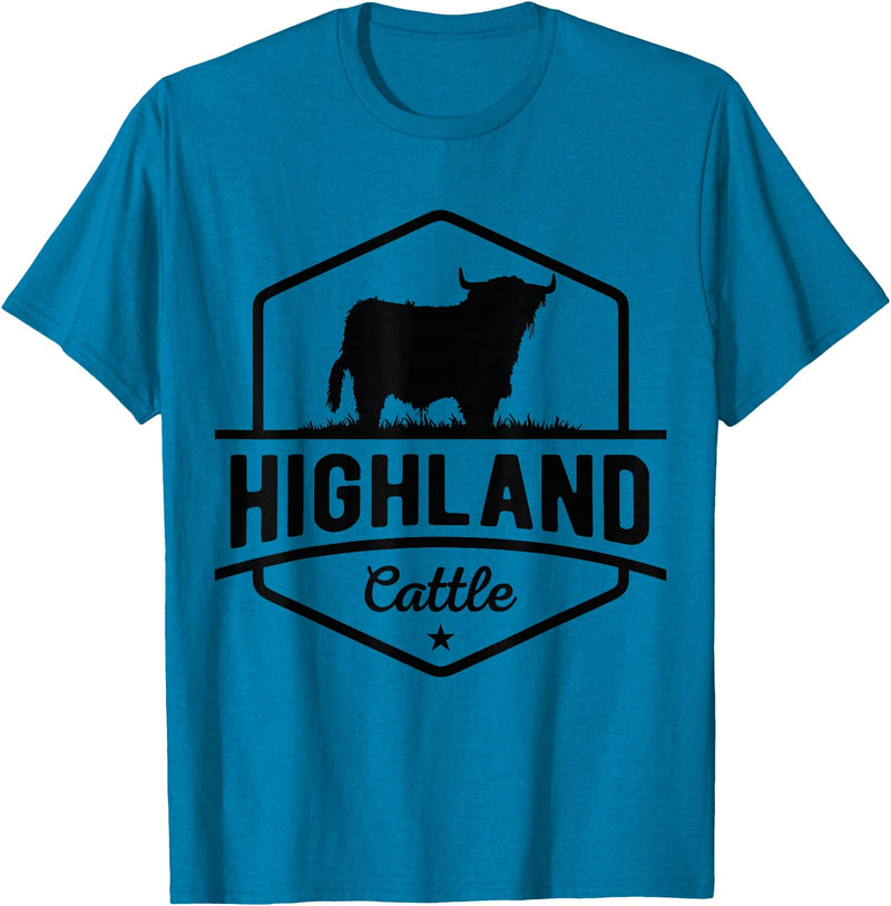 Farm Highland Cow Men Cattle Clothing Agriculture Scottish Highland Cow for Cattle Farmers T-Shirt - Sapphire Blue
