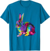 Cute Rainbow Color Bunny Vibrant Meadow Rabbit Tribute T-Shirt in Sapphire Blue