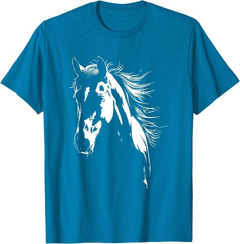 HörseCo. Vintage Western Horse Silhouette Horse Riding T-Shirt - Sapphire Blue