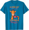 Cute Coffee Giraffe Apparel Coffee Giraffe Mug Animal Cappuccino Espresso Beans Gift T-Shirt - Sapphire Blue