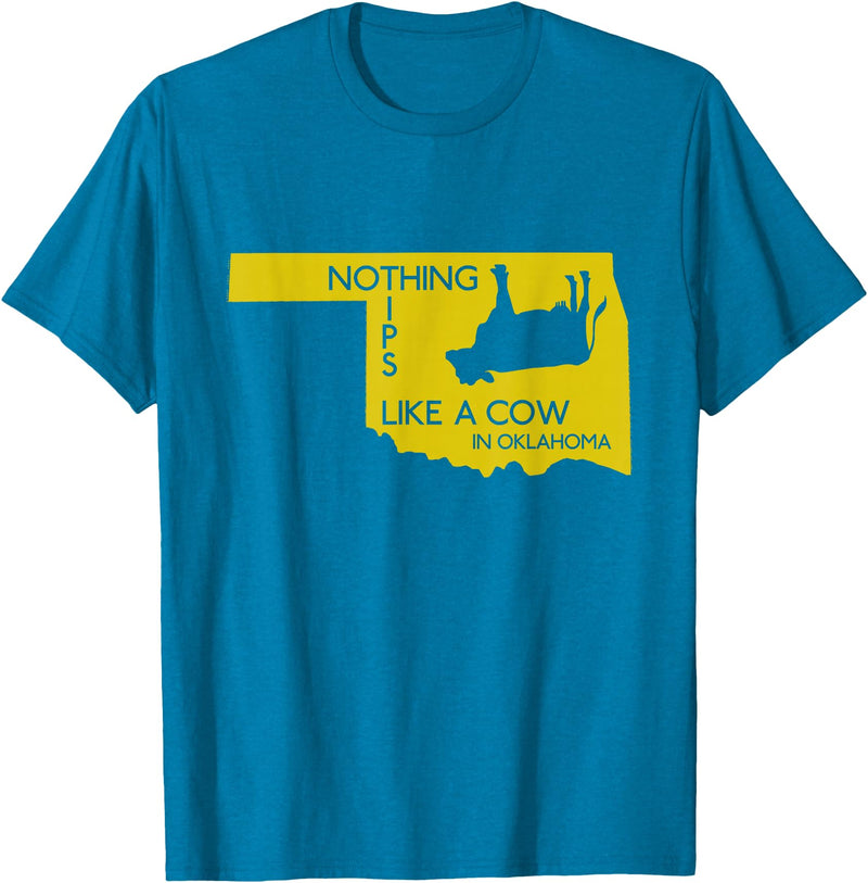 Funny Farm Nothing tips like a cow in Oklahoma state T-Shirt - Sapphire Blue