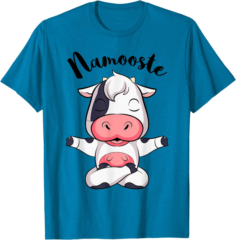 AdnDesigns Co. Funny Cow Yoga Shirts & Gifts Namoostee Cow Shirt Women Girls Cow Lover Gifts Namaste Yoga T-Shirt - Sapphire