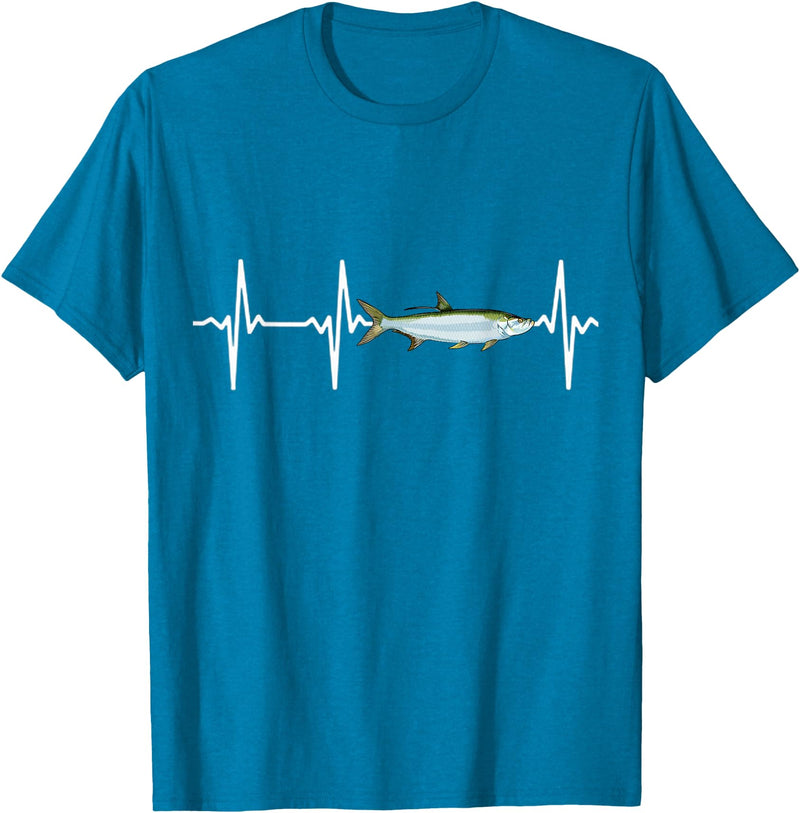 Tarpon Gift Co. Tarpon Heartbeat for Saltwater Fishing Lovers T-Shirt - Sapphire Blue