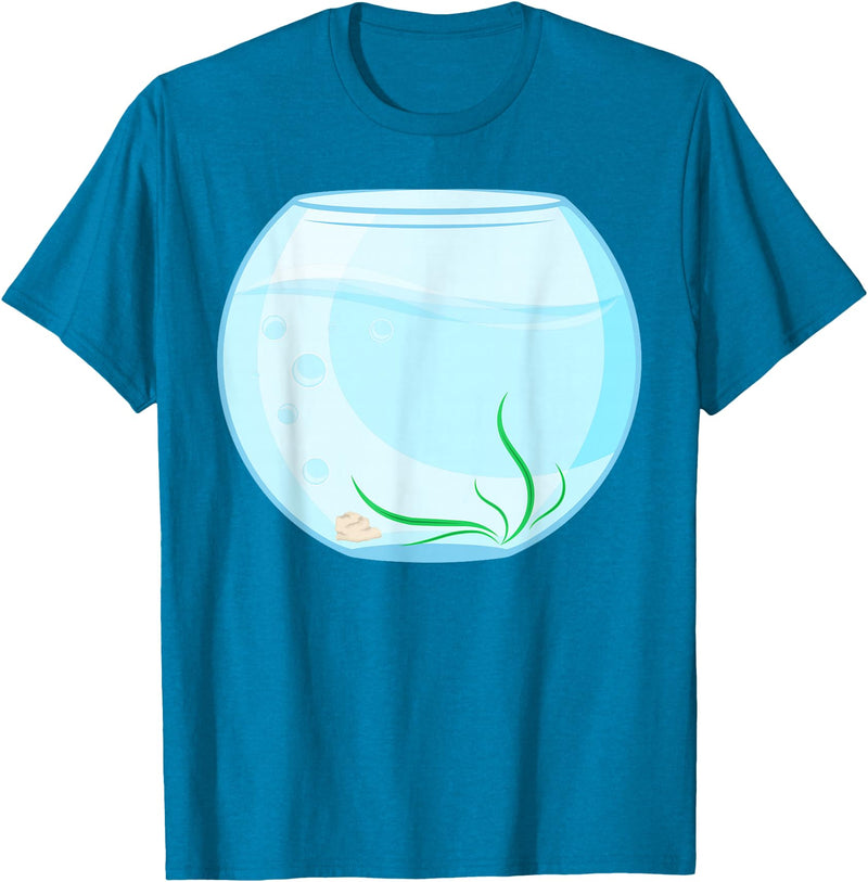 Humours Halloween Fish Bowl Outfits Funny Fish Bowl Costume T-Shirt - Sapphire Blue