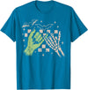 Halloween Vibes Funny Skeleton Hand Spooky Season T-Shirt - Sapphire Blue
