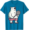 Polar Bear Racket Ball Animal Playing Tennis Polar Bear Tennis Club Animals Sport Tournament T-Shirt - Sapphire Blue