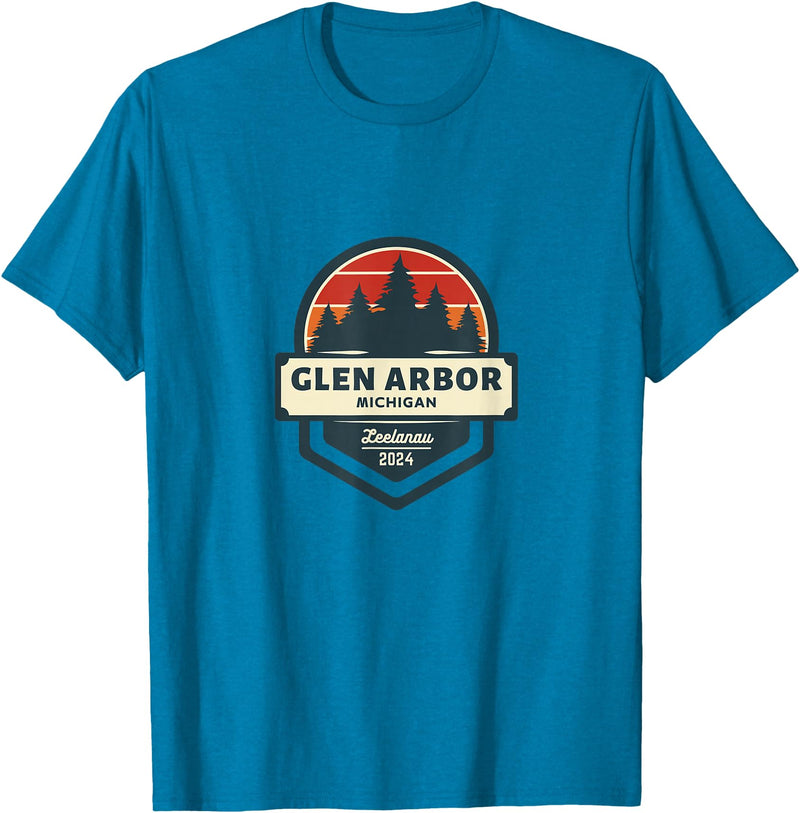 Glen Arbor, MI | Glen Lake Michigan | Sleeping Bear Dunes T-Shirt - Sapphire Blue