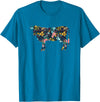 Cow Floral Silhouette Cattle Farm Lover Floral Cow Silhouette Womens Girls Cow Farm Animal T-Shirt - Sapphire Blue