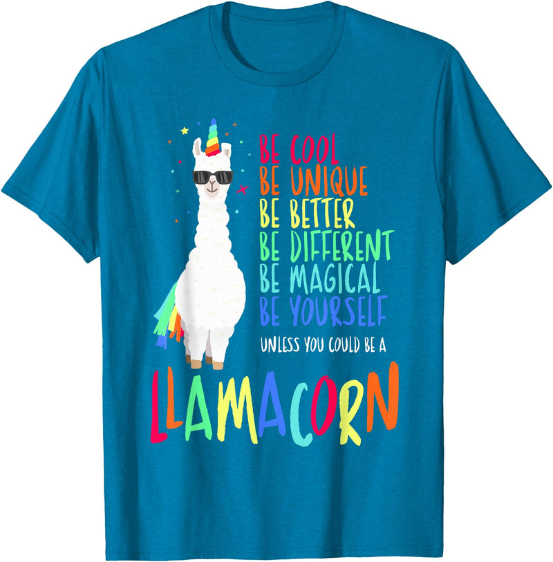 CuisineDuCool Funny Llamacorn - Funny Cute Llama Unicorn T-Shirt - Sapphire Blue